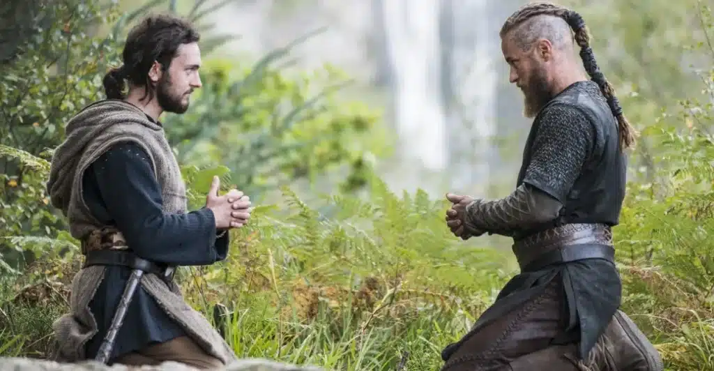 Ragnar Lothbrok et Athelstan en train de prier.
